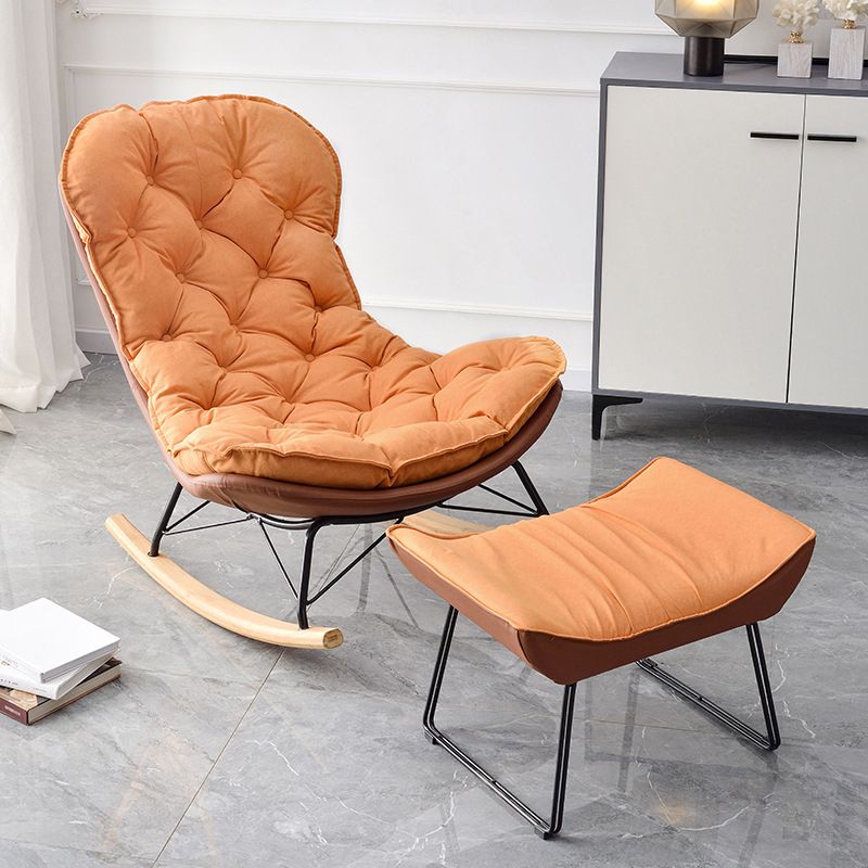 Suede Rocking Chair Contemporary Rocker Chair with Removable Cushions