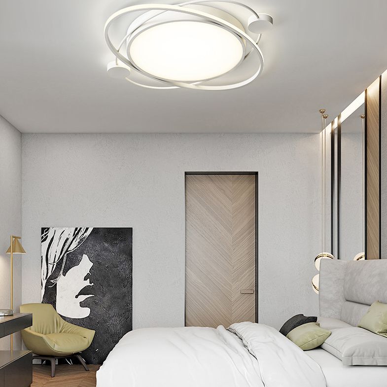 Wrap-around Line Design Round LED Ceiling Light 19.5" Wide Nordic Style Flush Mount Lamp for Bedroom