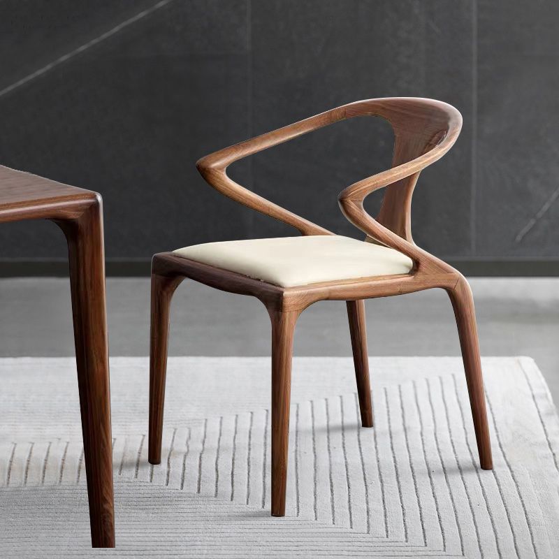 Modern Simple Side Chair Wooden Base Side Dining Chair for Living Room