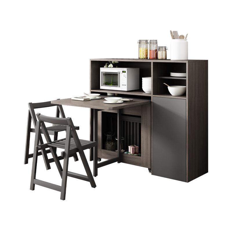 Modern Style Traditional Height Dining Set with with Drop Leaf Table and Trestle Base