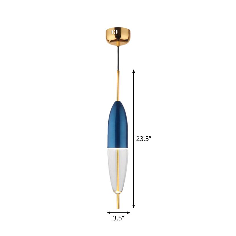 Blue Jar Hanging Pendant Postmodern 1-Light Aluminum Ceiling Light with Bottom Clear Glass Shade