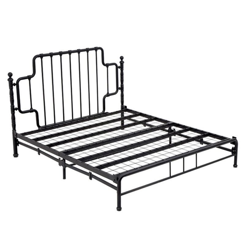 Black/White Open-Frame Bed 50" High Metal Bed with Headboard