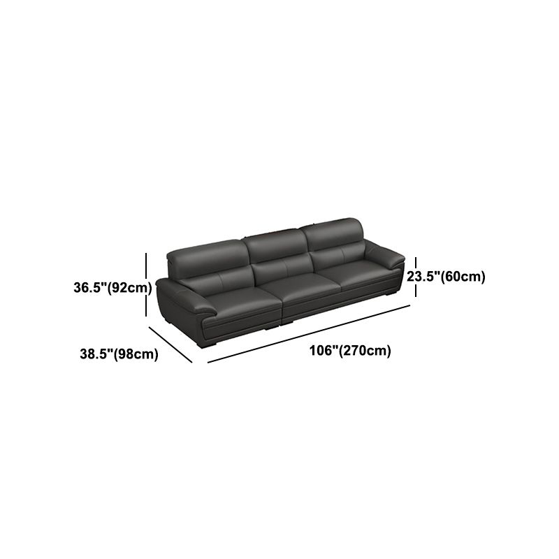 Leather Pillow Top Arm Sectional Sofa 36.22"High Cushion Back Sofa,Black