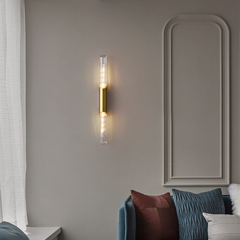 Glass Cylinder Shape Wall Lighting Modern Style Wall Light Sconce
