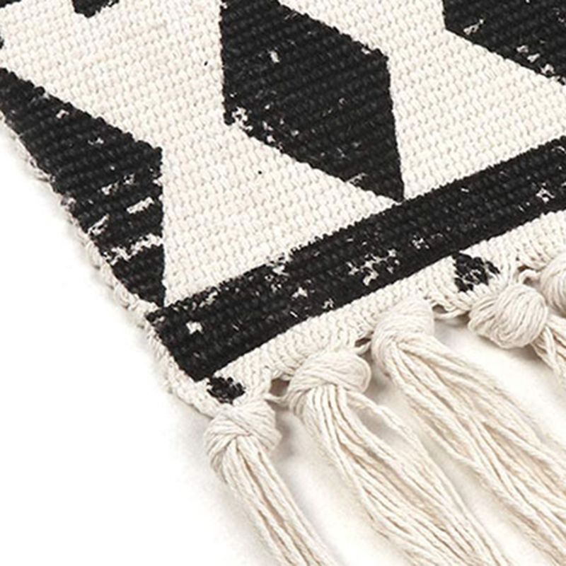 Élégant tapis de motif américain beige Cotton Bohemian Area Rapis Fringe pour chambre à coucher