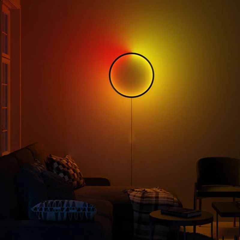 Metal Hoop Wall Mounted Light Modern Style 1 Light Wall Light Sconces