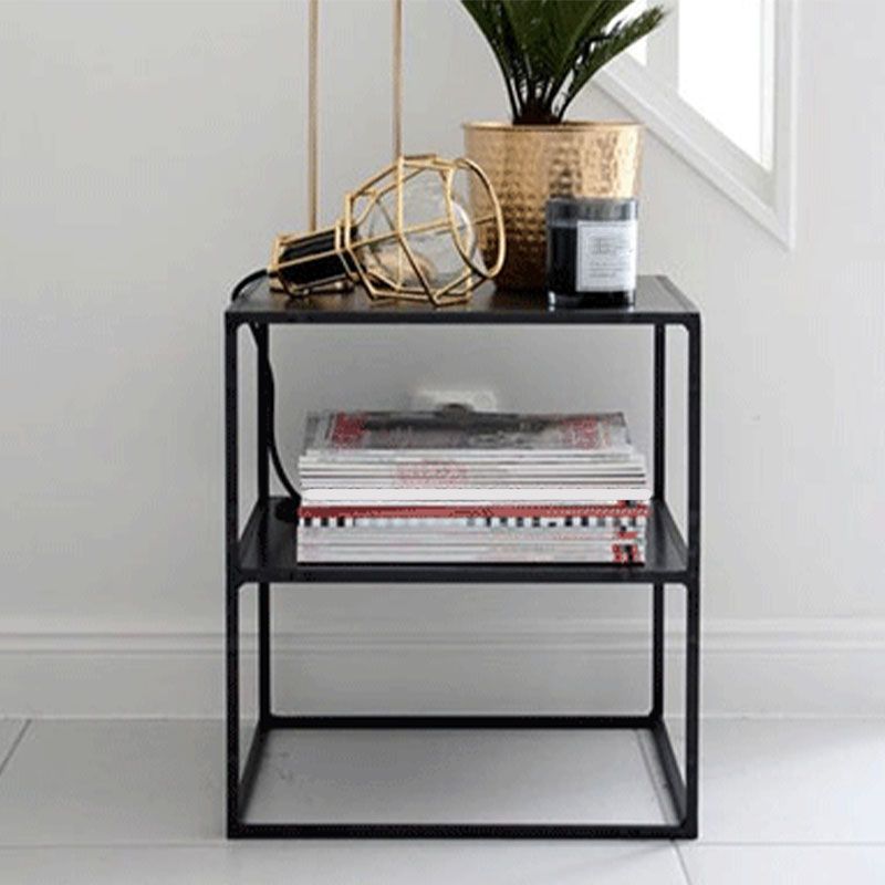 Modern Steel Console Table Rectangle Glass Shelves 10" W Accent Table for Hall