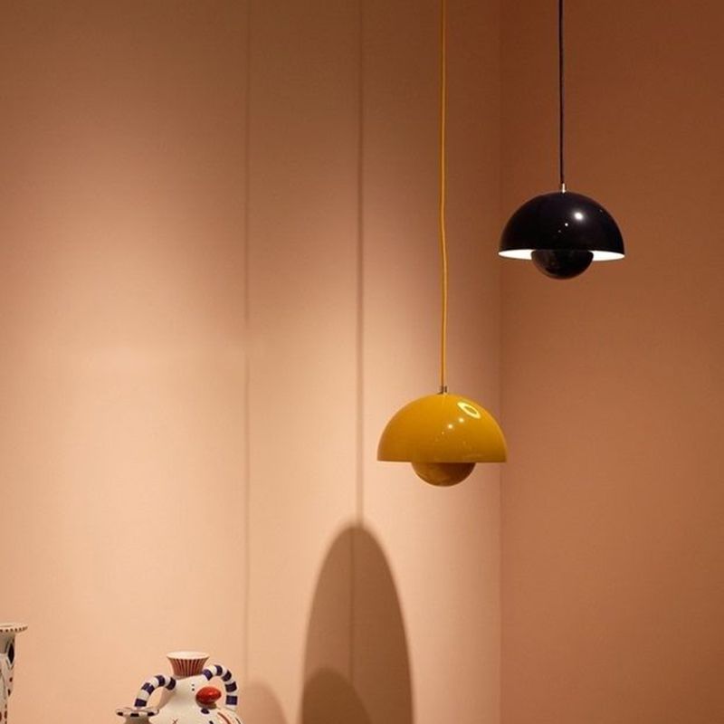 Colorful Dome Shape Pendant Light Nordic Metal Hanging Pendant for Living Room