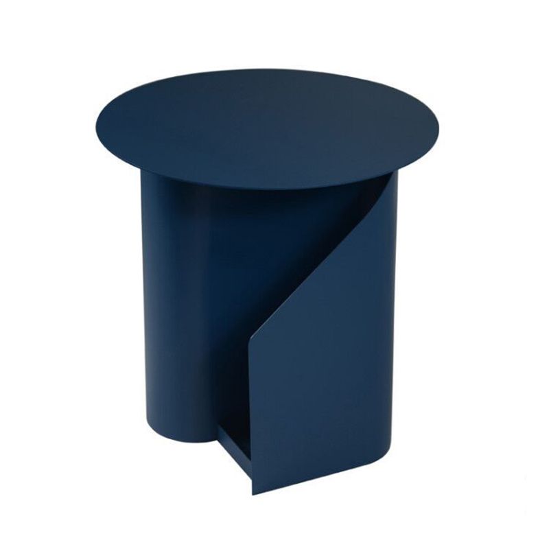 18.5" Tall Modern Mental Abstract Side Table Round Top End Table with Storage