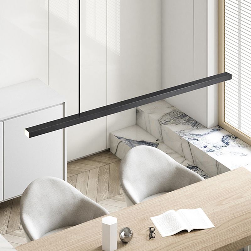 Idea de iluminación de isla lineal de estilo contemporáneo Metal 1- Luz colgante de la isla ligera Luz