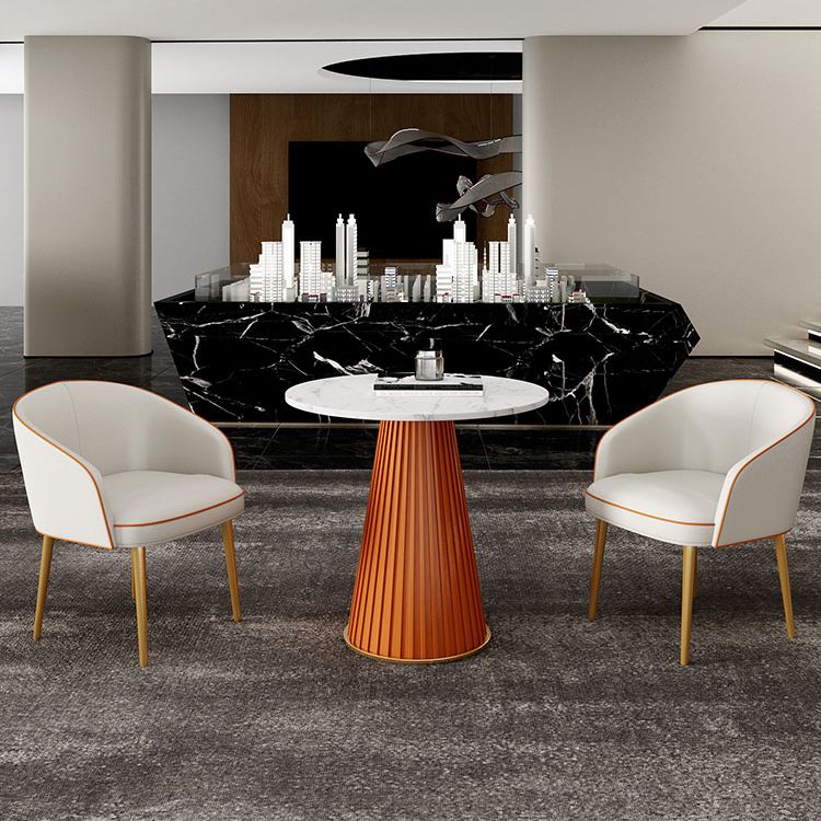 1/3/4/5 Pcs Metal Modern Dining Room Set with Round Table and Metal Base Dining Set