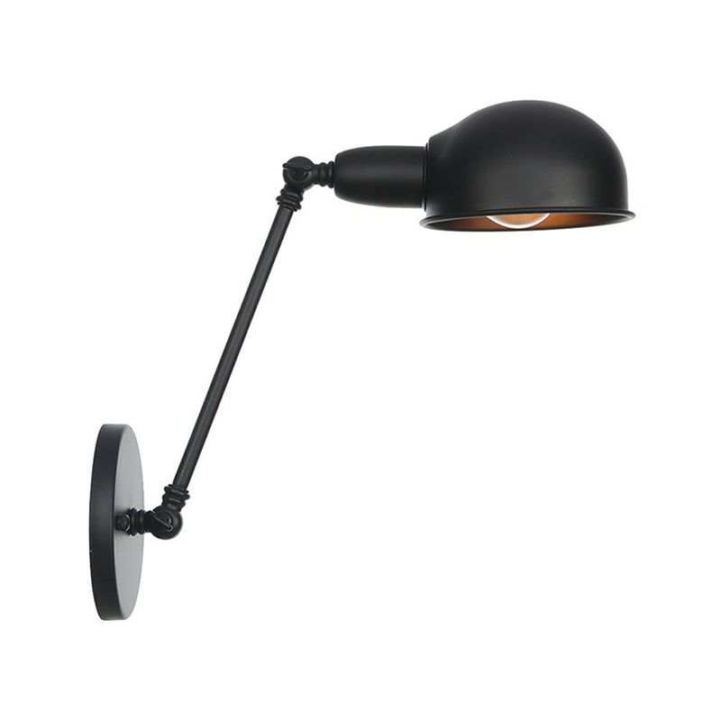 Industrielle Kuppel Schatten Wandlampen-Kit Einer-Bulb-Eisenwandmontage Leuchte mit Schwungarm in Schwarz, 6 "+6"/12 "+6" W.
