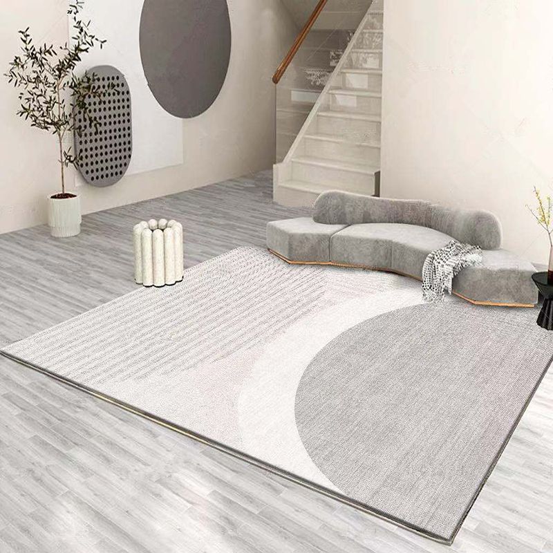 White Tone Modern Indoor Rug Polyester Abstractic Lines Print Carpet Easy Care Rug for Home Decoration