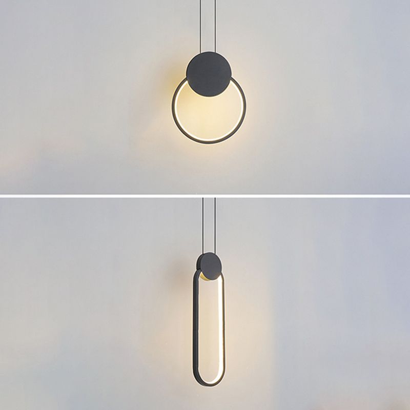 Black Geometric LED Pendant Light in Modern Concise Style Aluminium Hanging Lamp with Acrylic Shade