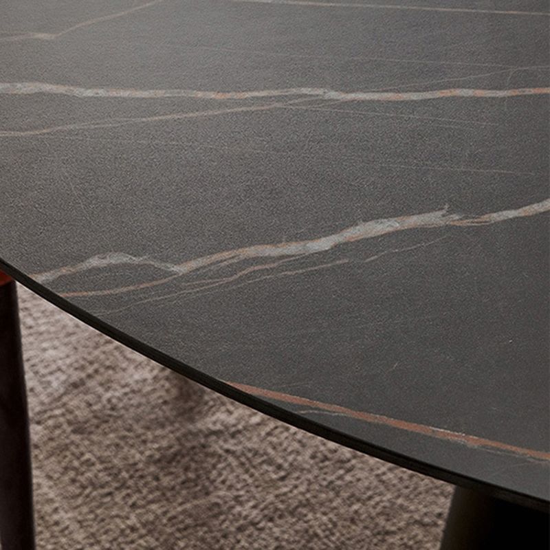 Contemporary Dining Round Table Sintered Stone Table with Metal Legs for Home Use