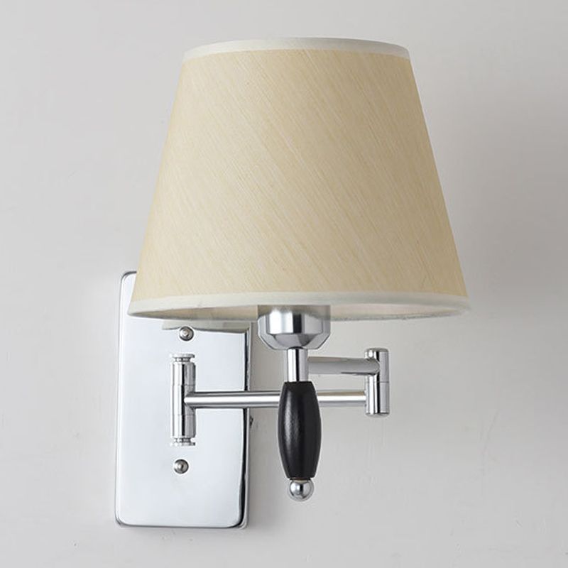 Modern Style Simple Wall Light Natural Burlap Shade Swing Arm Wall Sconce