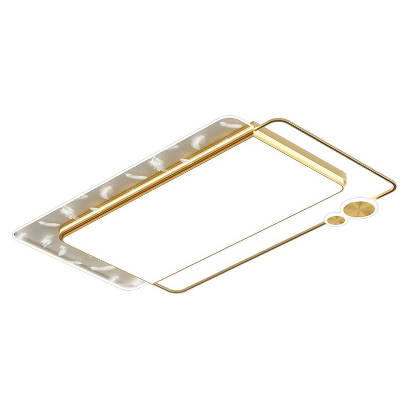 Modern Creative LED Feather Ceiling Light Wrought Iron Geometric Flush Mount with Acrylic Shade