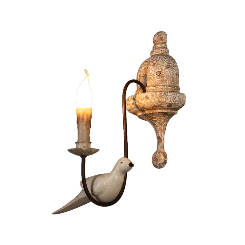 Candelabra indoor wandbevestiging verlichting platteland 1/2-licht bruine wandlamp armatuur met vogel deco
