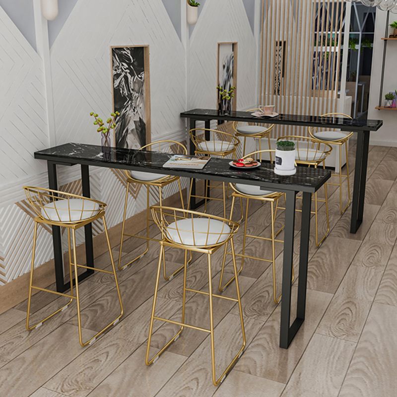 Marble Top Bar Table Rectangle Contemporary Style Pub Table for Cafe