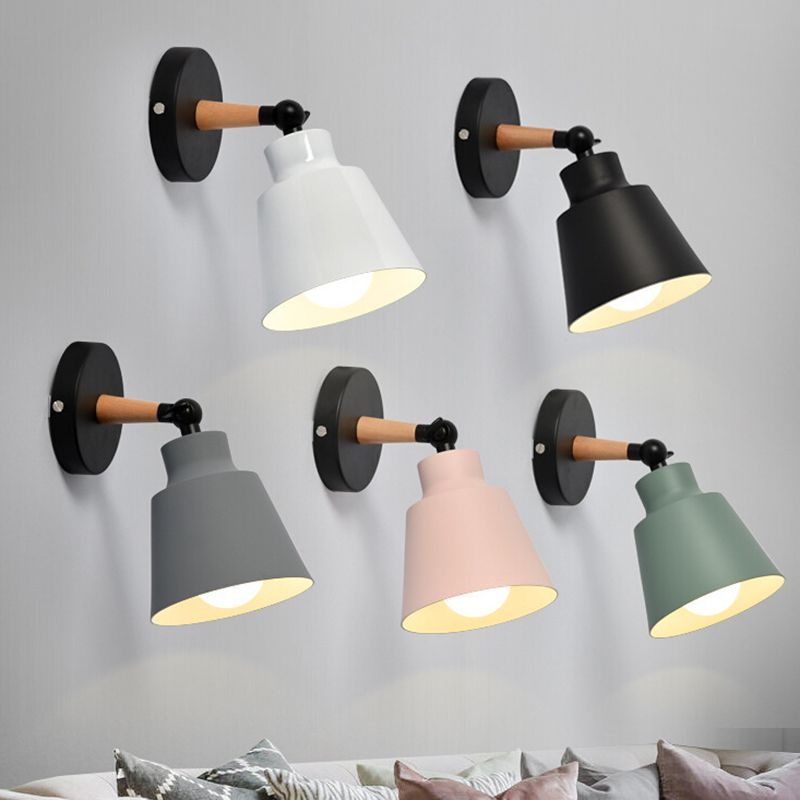 Contemporary Wood Wall Light Macaron Lighting for Living Room