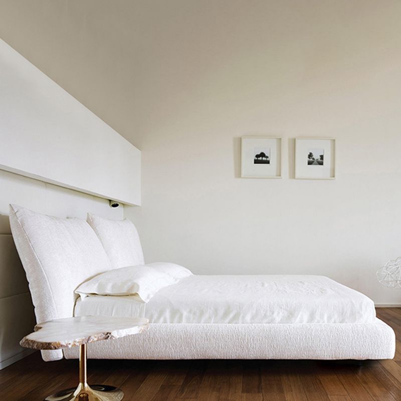 Modern Standard Bed Arched Shape Upholstered Headboard Standard Bed