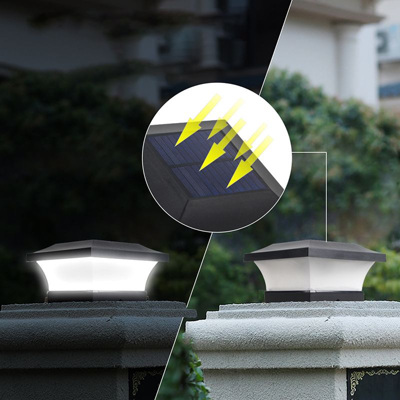 Black Contemporary Metal Pillar Lamp Square Shape Outdoor Waterproof Light