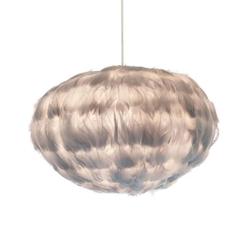 Globe Dining Room Suspension Lamp Feather 1 lamp eenvoudige stijl hangende hanger in grijs/wit/roze
