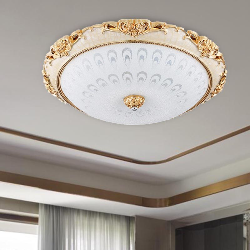 Dome Flush Mounted Light Modern White Glass 8"/12"/16" Wide LED Gold/Silver Ceiling Light in White/3 Color Light
