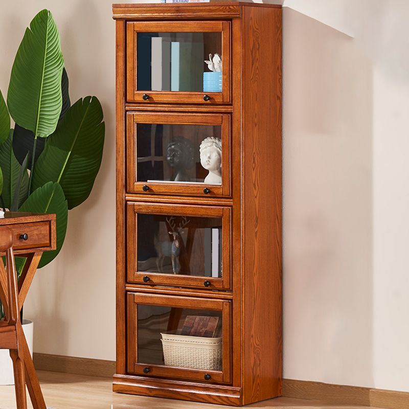 Mid-Century Modern Side Cabinet Square Accent Cabinet with Glass Paned