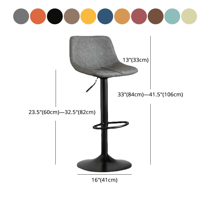 1 Pcs Scandinavian Adjustable Height Counter Stools Leather Iron Bar Stools with Footrest