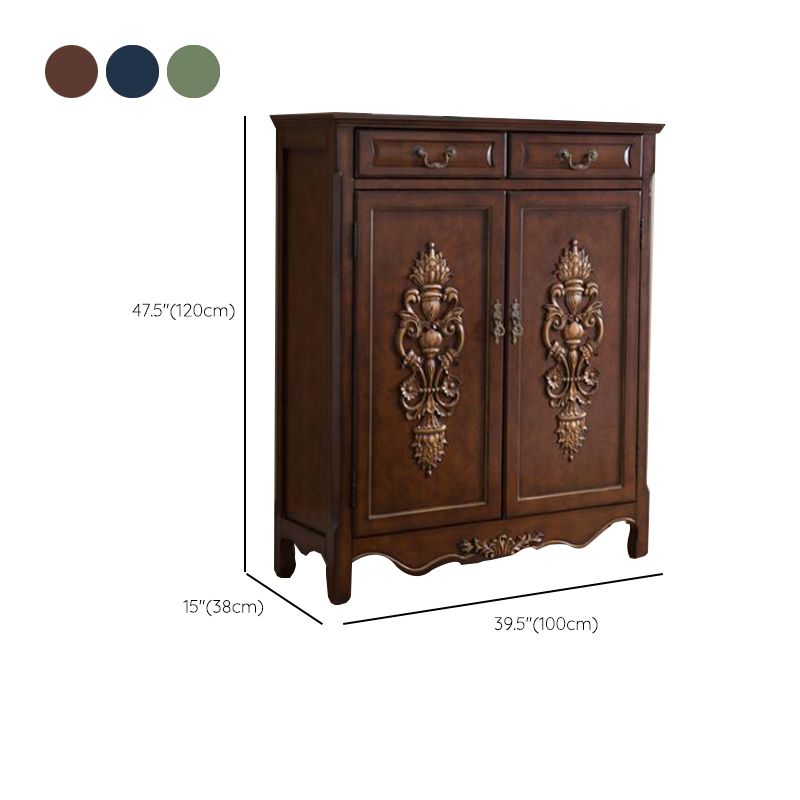 Industrial Accent Cabinet with 2 Doors and 2 Drawers in Solid Wood