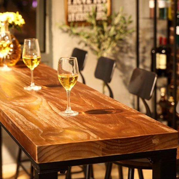 Industrial 1/4/6/11 Pieces Bar Table Set Rectangle Pine Wood Counter Table with Stools