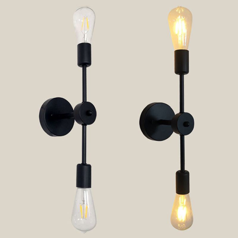 Black Modern Metal Wall Sconce Cylinder Shape Vanity Lamp for Bathroom