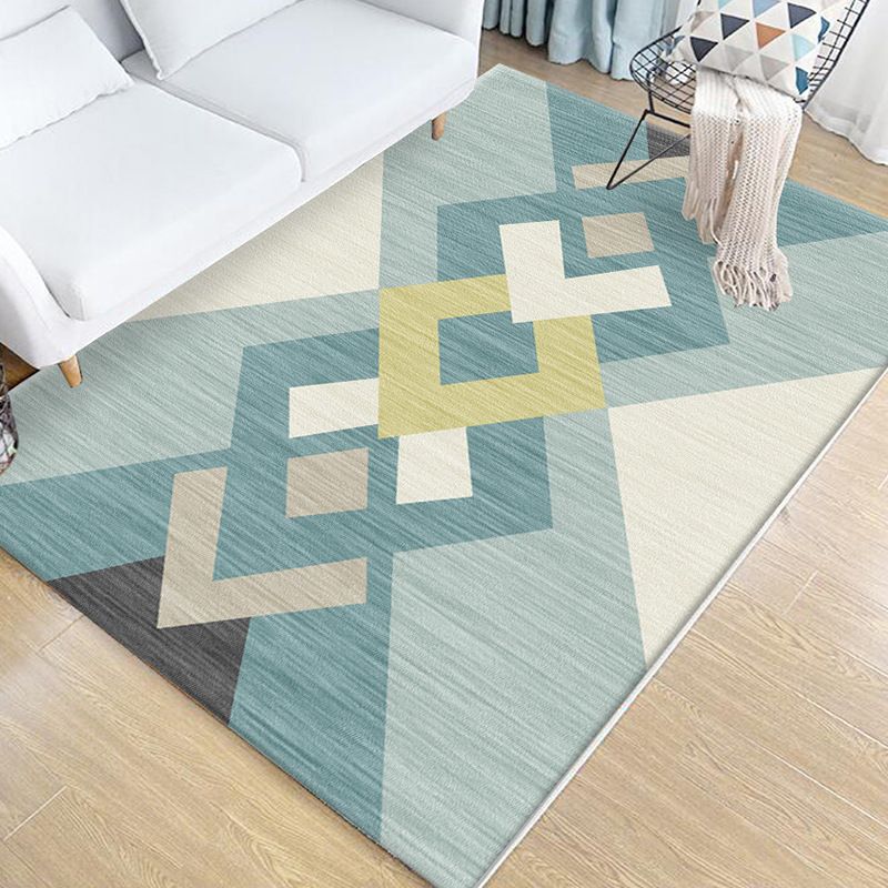 Multi Colored Bedroom Rug Novelty Geo Printed Indoor Rug Polypropylene Anti-Slip Pet Friendly Area Carpet