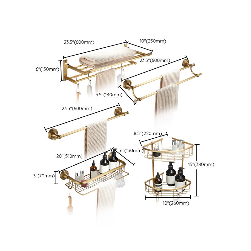 Modern Bathroom Accessory Kit Paper Holder Bath Shelf Gold Bath Hardware Set