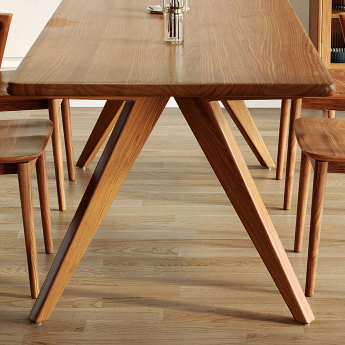 Modern Pine Wood Table for Restaurant Rectangle Dining Table in Nature with 4 Legs