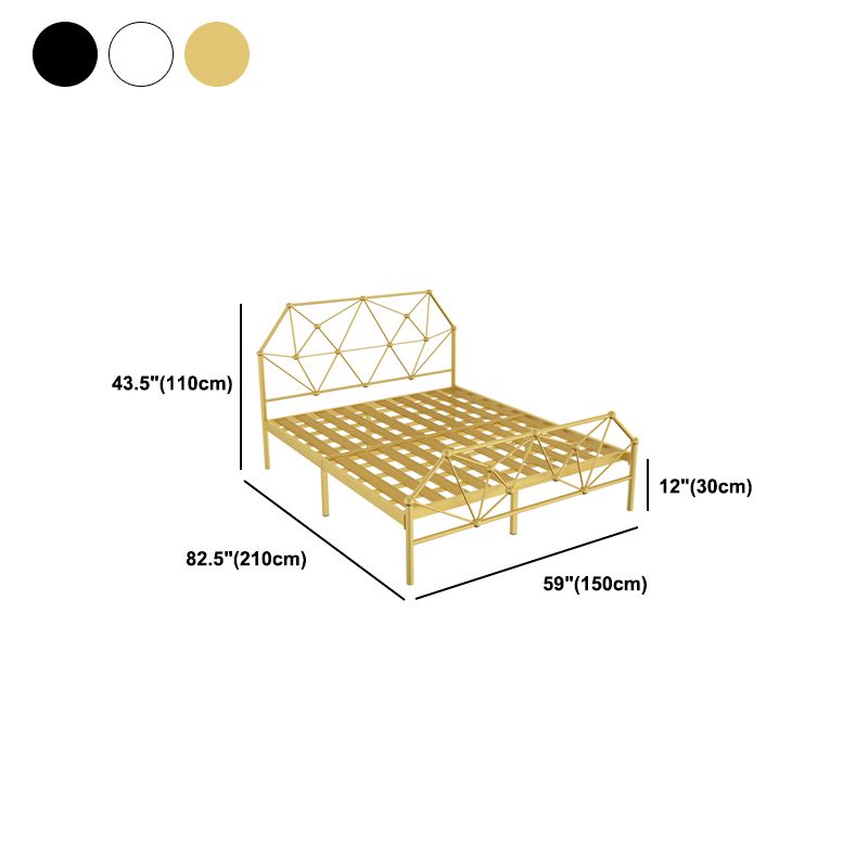 Modern Open-Frame Bed with Beveled Headboard and Iron Legs Bed