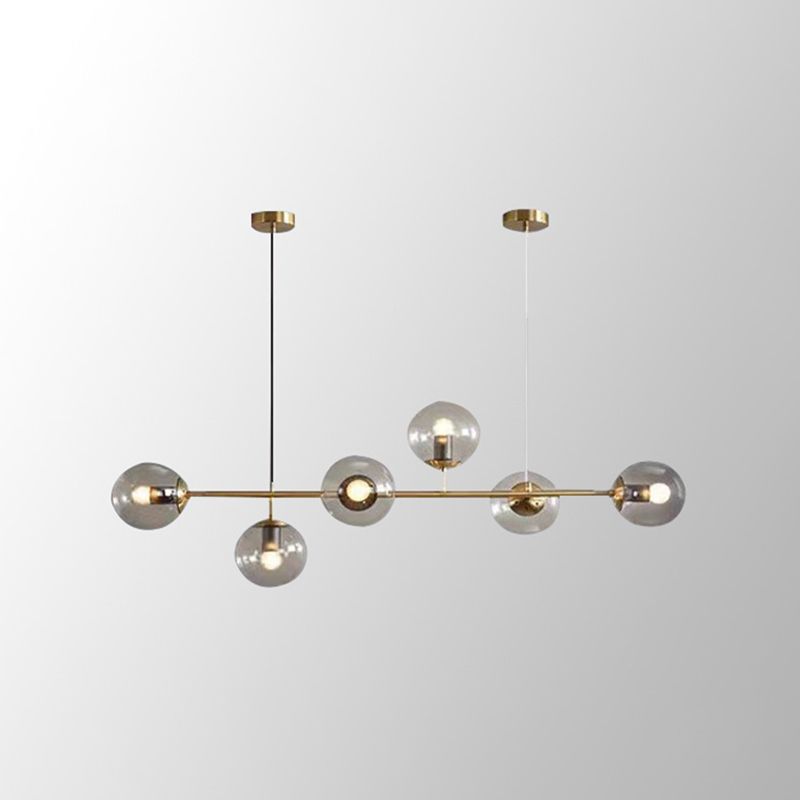 Globe Island Lighting in Modern Luxury Style Glass 6-Light Island Light