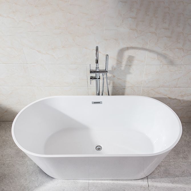 Contemporary Freestanding Acrylic-Fiberglass Bathtub White Oval Soaking Bath Tub