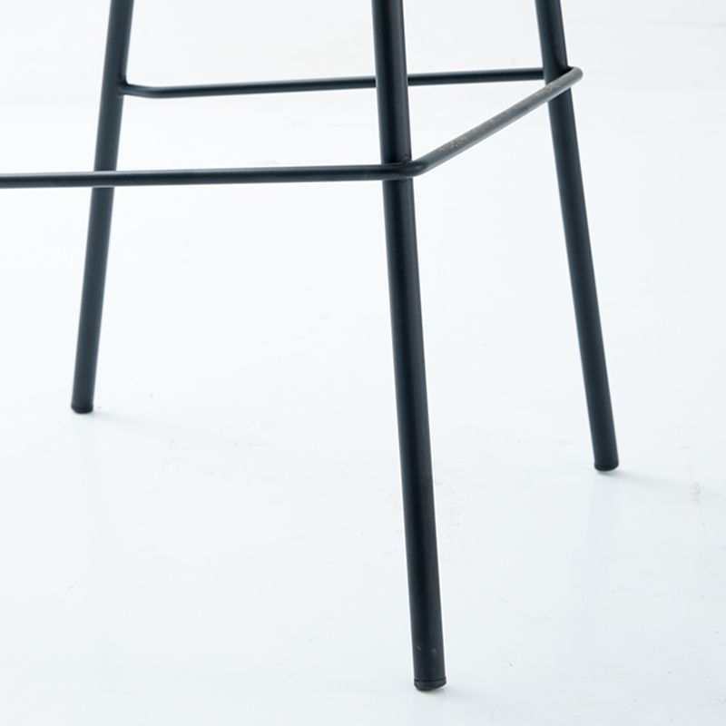 Modern Faux Leather Bar Stool Indoor Low Back Stool with Metal Legs