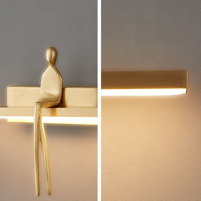 LED Modern Metal Wall Sconce Linear Shape Wall Light with Acrylic Shade for Bedroom