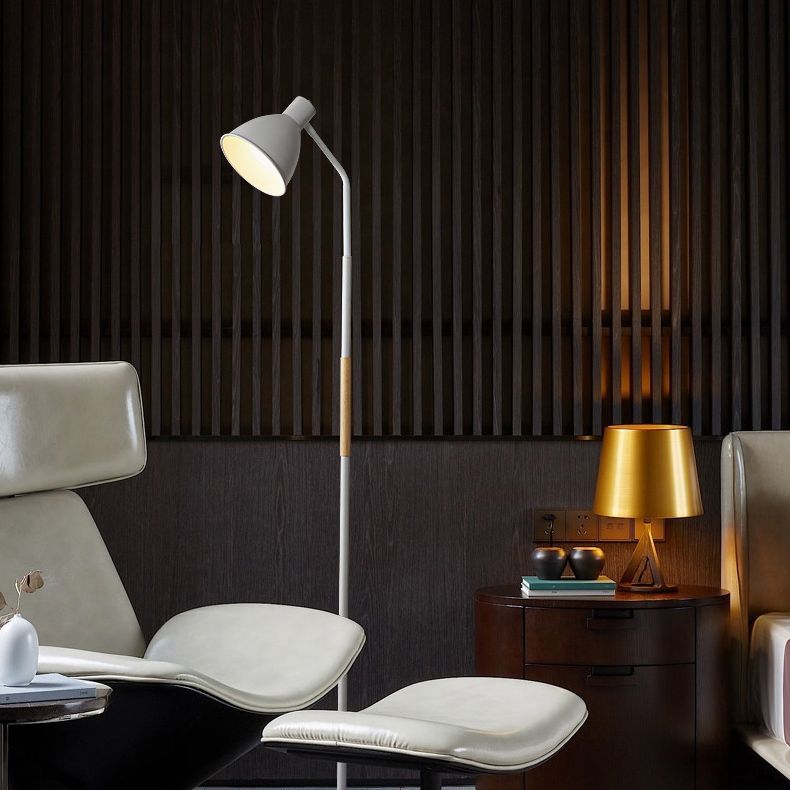 Nordic Bell Shade Floor Standing Light Metal Living Room Adjustable Reading Book Lamp