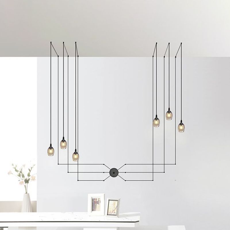 Industrial Acrylic Hanging Light, Black Swag Pendant Light with 157.5" Hanging Rope for Indoor
