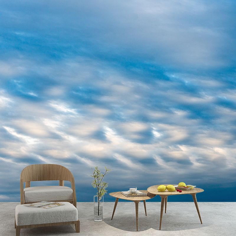 Blue and White Sky Wall Mural for Sitting Room Moisture Resistant, Personalized Size Available