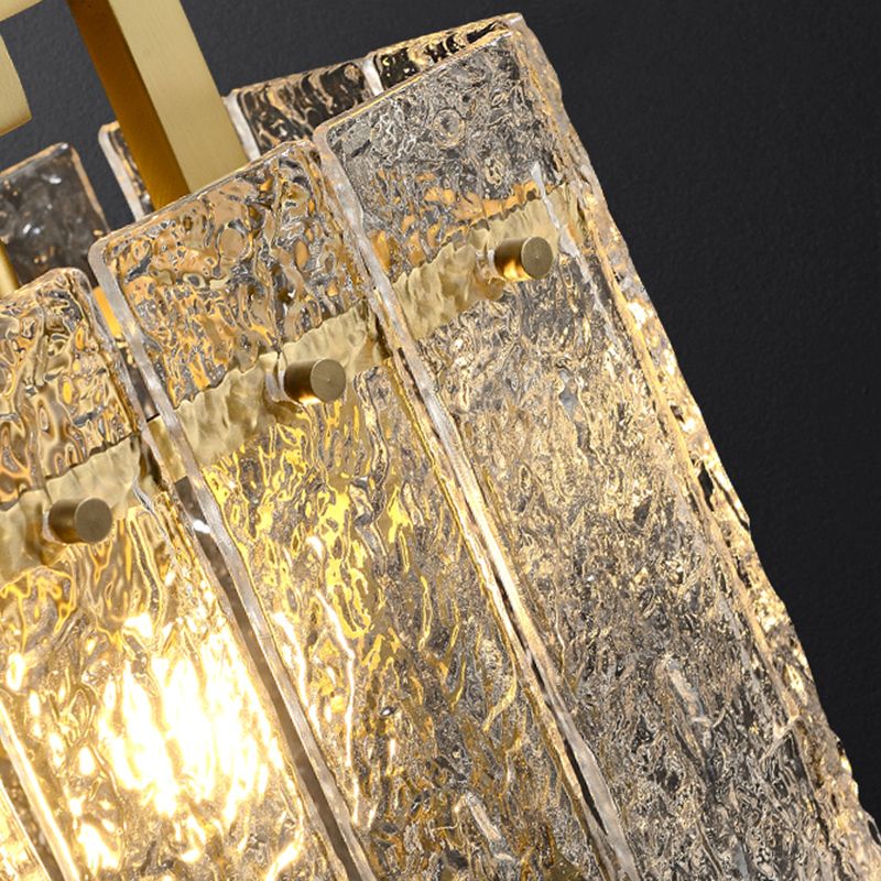 Modern Metal Wall Sconce Rectangle Shape Wall Light with Glass Shade for Bedroom