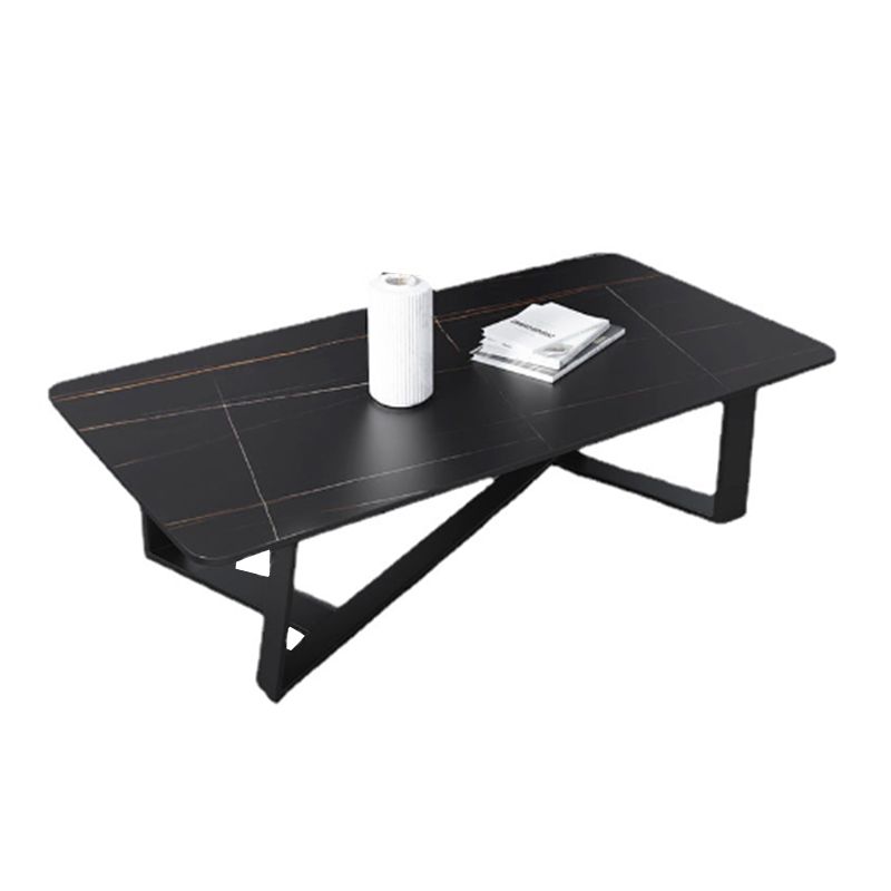 Cross Table Base Design Rectangular Slate Table Glam Style Coffee Table