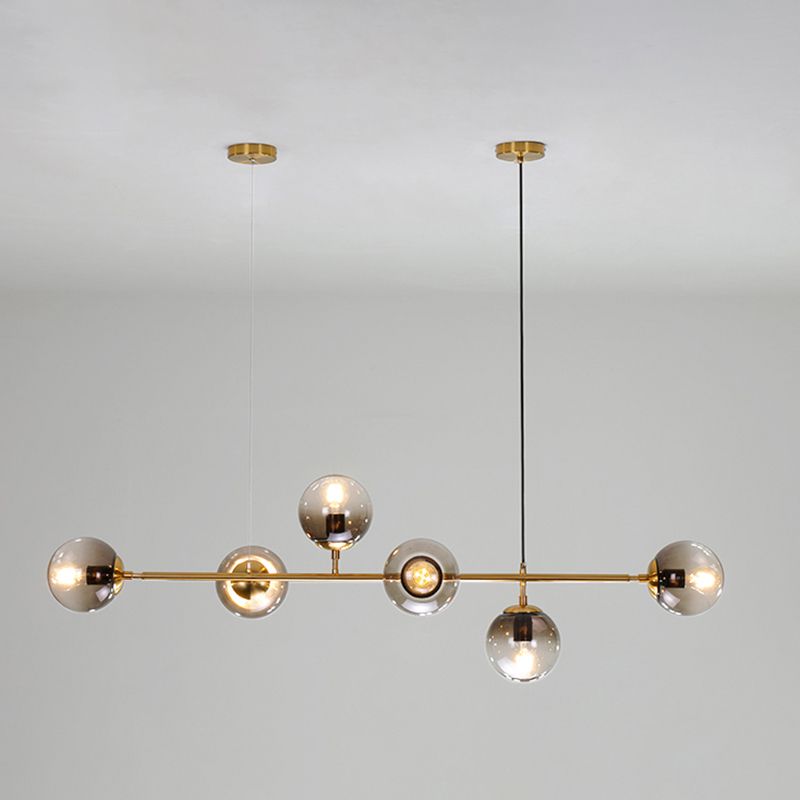 Lámparas colgantes de restaurantes múltiples de Gold Island Chandelier con sombra de vidrio de globo