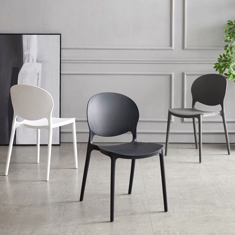 Scandinavian Armless Dining Chairs Plastic Indoor Stackable Open Back Side Chair