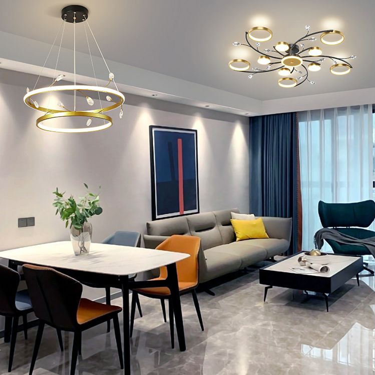 Luz de techo de metal LED de montaje de montura moderno negro para sala de estar para sala de estar