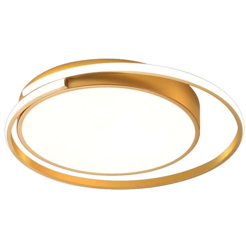 Luminaire de plafond encastré en métal à tambour circulaire, plafonnier LED doré de Style milieu du siècle pour salon